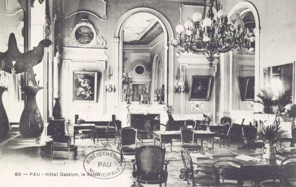  - Pau : L'Hôtel Gassion, le Salon ; carte postale ; Bibliothèque Patrimoniale Pau, cote 6-037-3 - 