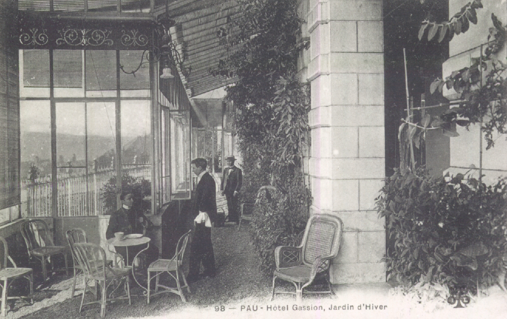  - Pau : L'Hôtel Gassion, Jardin d'Hiver ; carte postale ; Bibliothèque Patrimoniale Pau, cote 6-037-4 - 